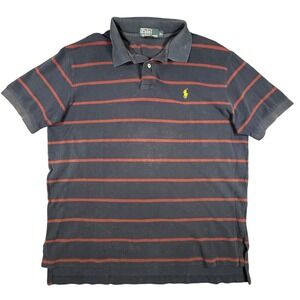 Polo Ralph Lauren‎ Polo Shirt Men's XL Striped Blue Red Short Sleeve Preppy VTG